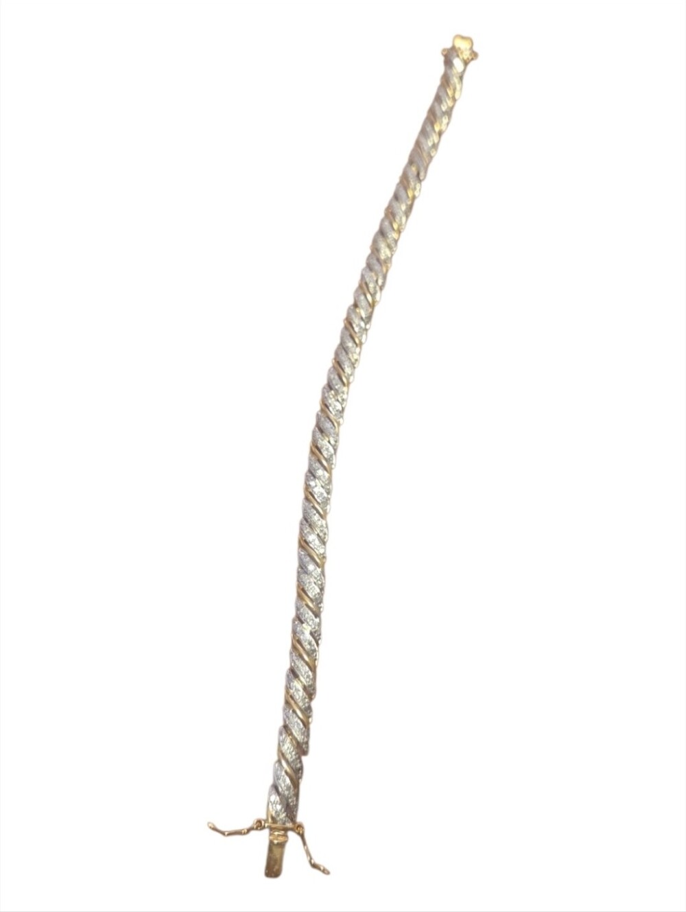 925 Sterling Silver Two Tone Twisted CZ Tennis Bracelet